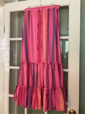 Hot Pink Chevron Maxi Skirt